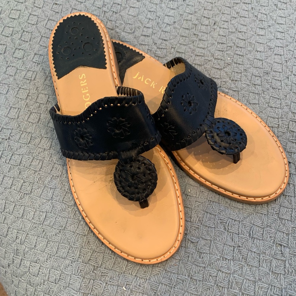 Jack Rogers Navy Sandals with Medallion Design - Picture 2 of 6